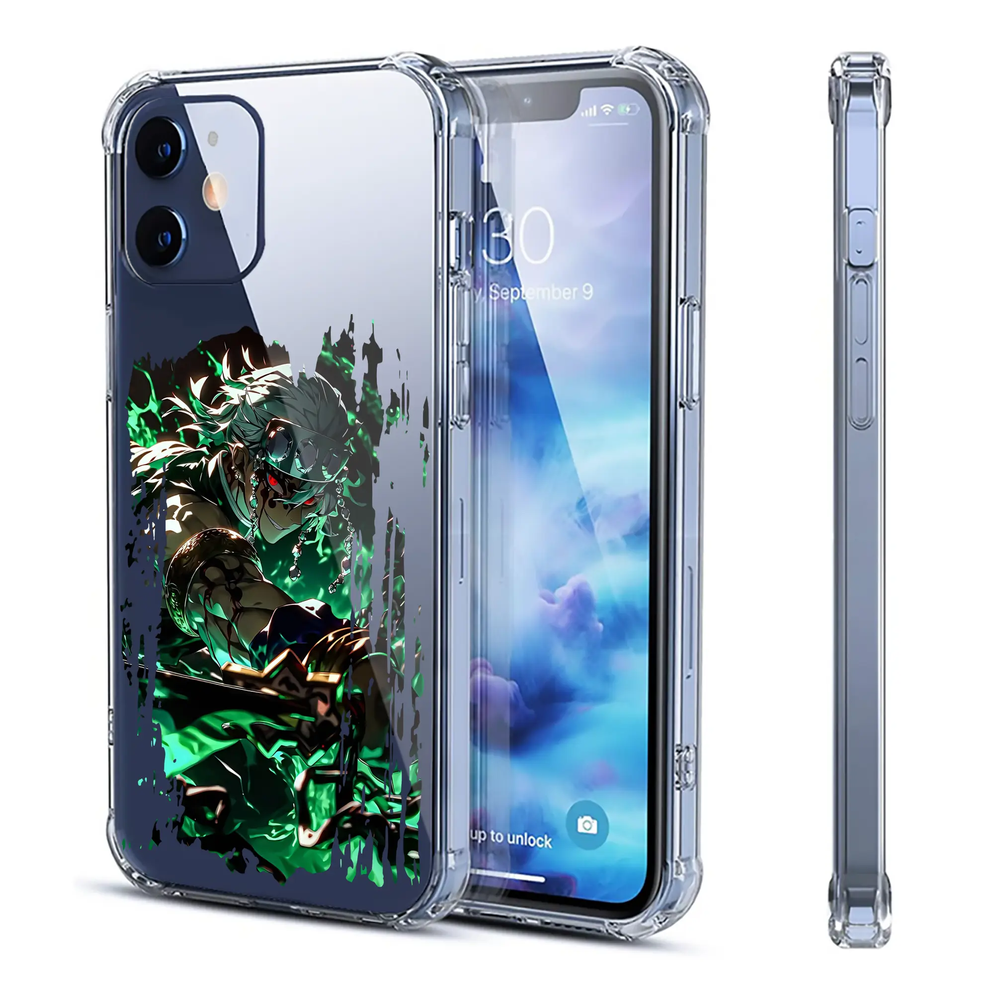 鬼滅の刃 グッズ,宇髄 天元 - IPhone 12シリーズ対応 ・ 透明スマホケース ・ クリアソフトケース ・ TPU素材 ・ 耐衝撃 ・ 高密着 ・ 防汚 防指紋 ・ 簡単着脱